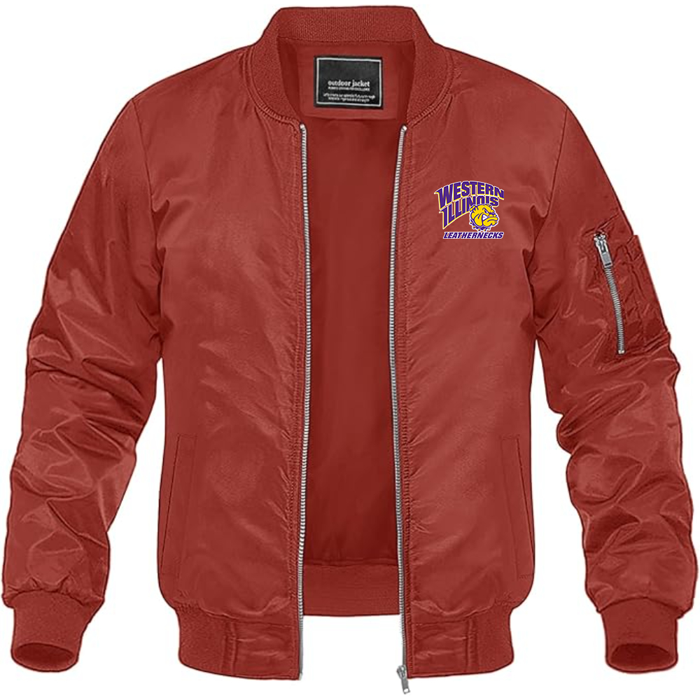 Men's Western Illinois Leathernecks Lightweight Bomber Jacket Windbreaker Softshell Varsity Jacket Coat
