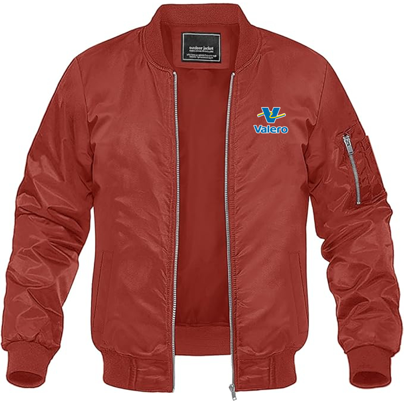 Men's Valero Gas Station Lightweight Bomber Jacket Windbreaker Softshell Varsity Jacket Coat