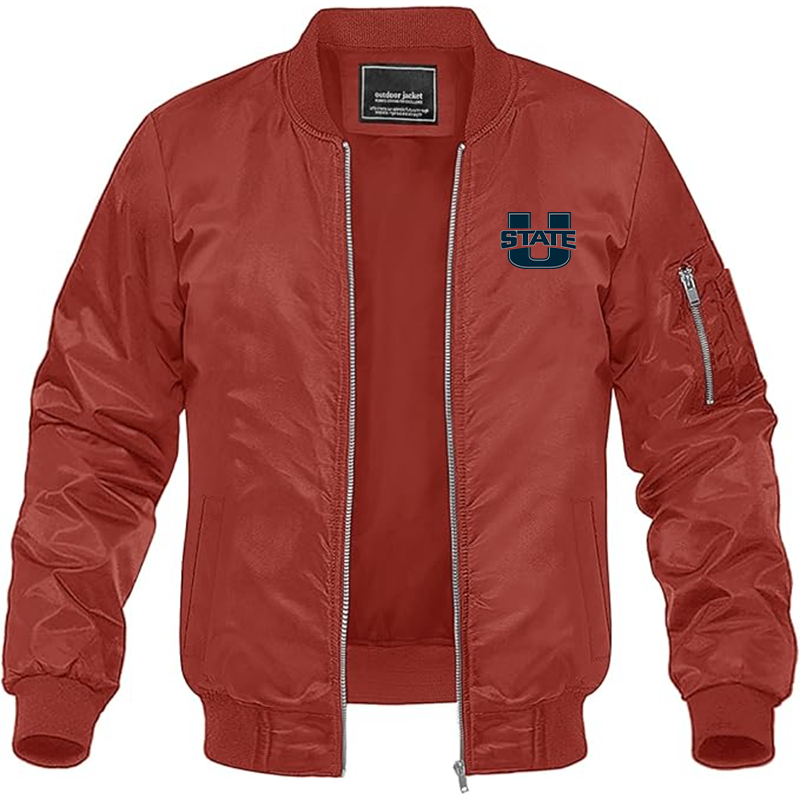 Men's Utah State Aggies  Lightweight Bomber Jacket Windbreaker Softshell Varsity Jacket Coat