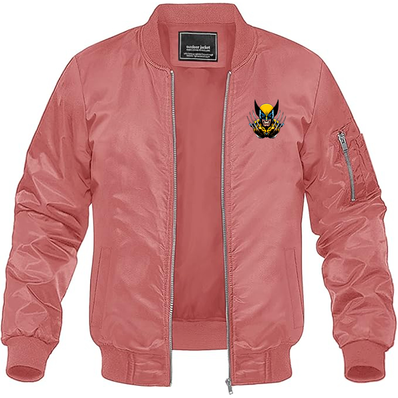 Men's Wolverine 2025 Art  Lightweight Bomber Jacket Windbreaker Softshell Varsity Jacket Coat