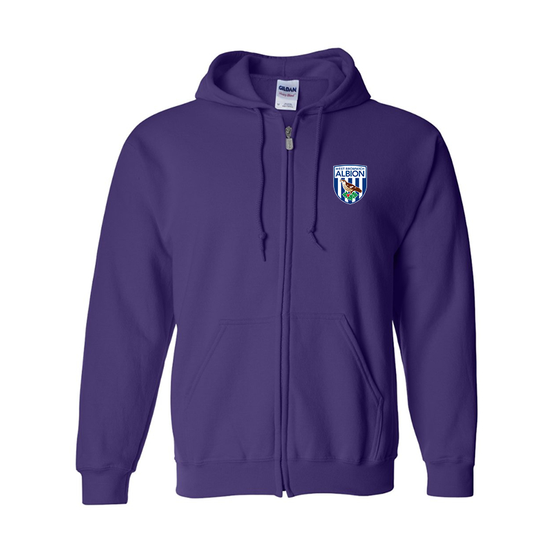 Men's West Bromwich Albion Soccer Gildan  Heavy Blend Full Zip Hooded Sweatshirt