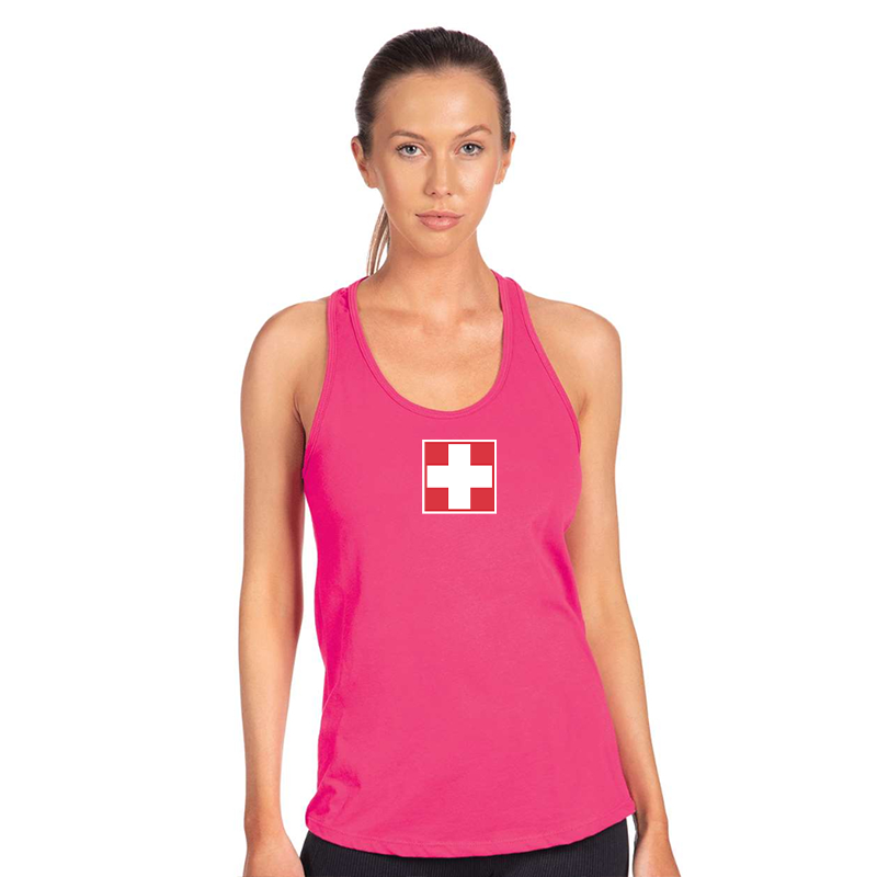 Women's Switzerland National Football Soccer Team  Next Level Ideal Racerback Tank
