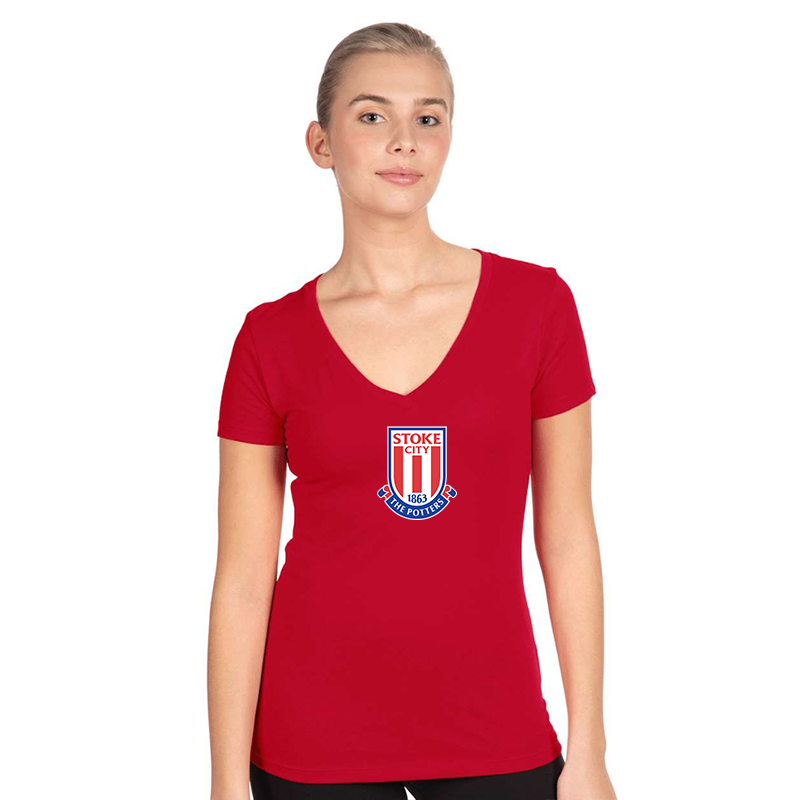 Women's Stoke City Soccer  Next Level V-Neck T-Shirt