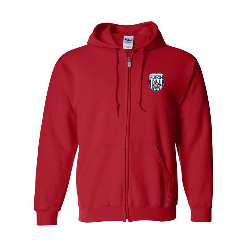 Men's West Bromwich Albion Soccer Gildan  Heavy Blend Full Zip Hooded Sweatshirt