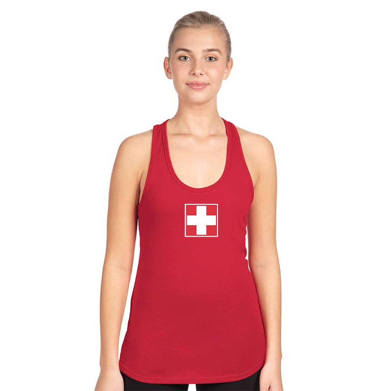 Women's Switzerland National Football Soccer Team  Next Level Ideal Racerback Tank
