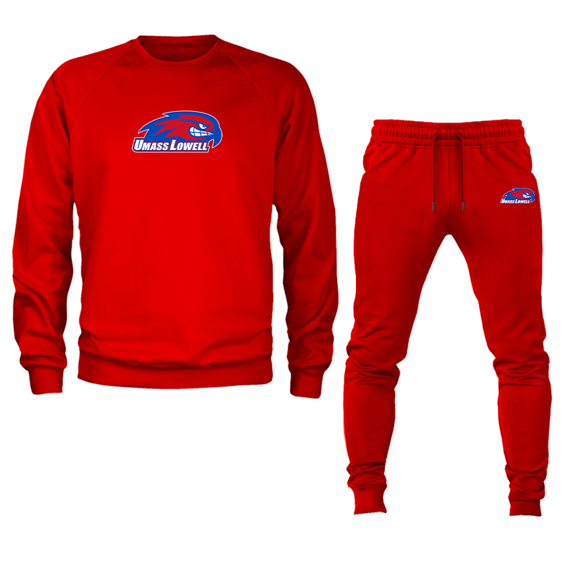 Men's UMass Lowell River Hawks Crewneck Sweatshirt Joggers Suit
