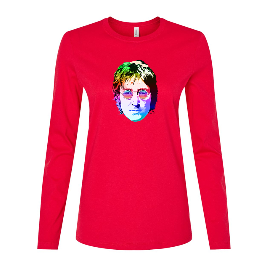 Women's John Lennon Face Art Music Long Sleeve T-Shirt