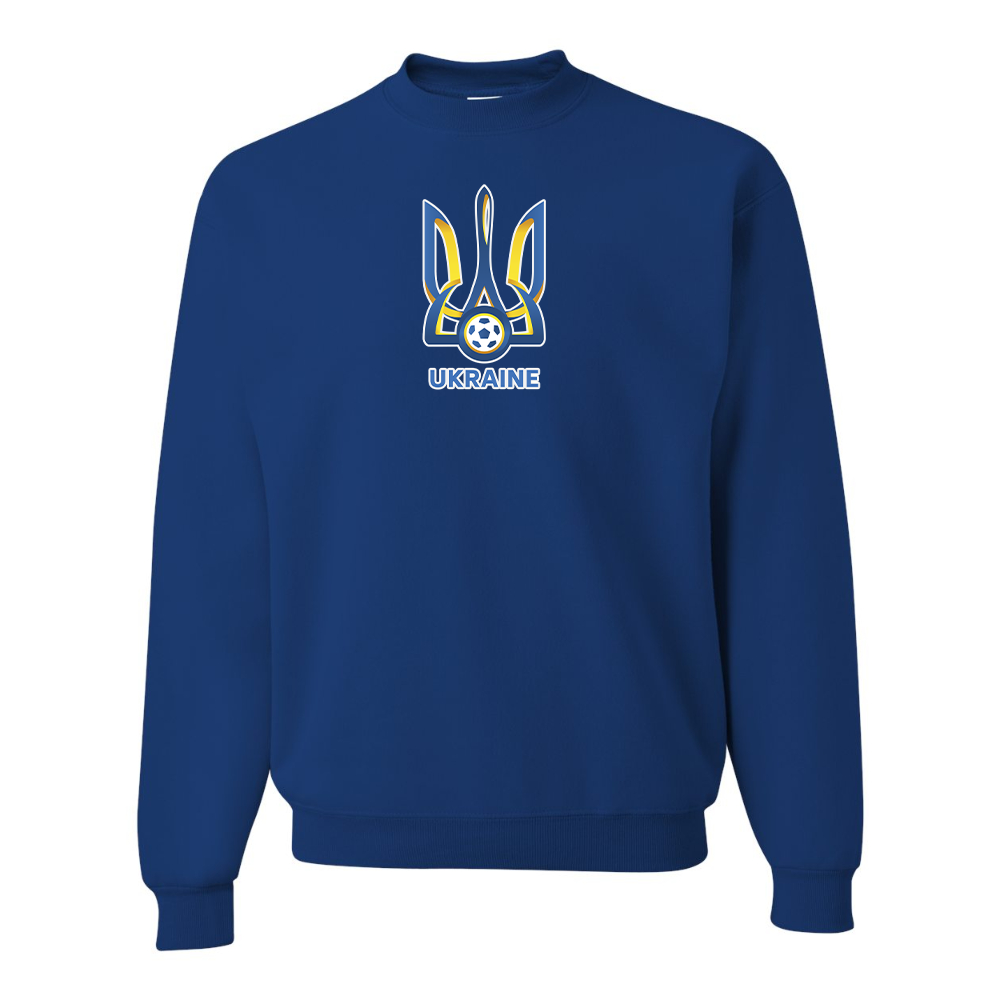 Men's Ukraine National Football Soccer Team  JERZEES NuBlend Crewneck Sweatshirt