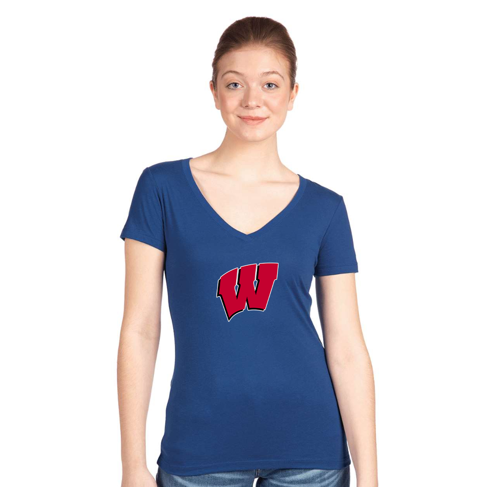 Women's Wisconsin Badgers  Next Level V-Neck T-Shirt