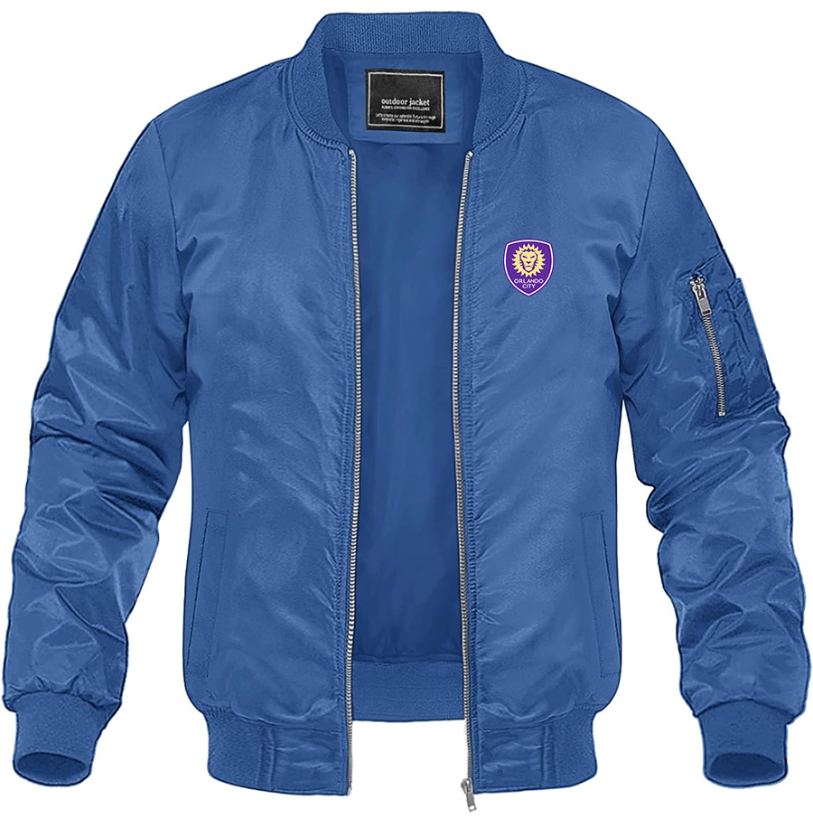Men's Orlando City Soccer  Lightweight Bomber Jacket Windbreaker Softshell Varsity Jacket Coat