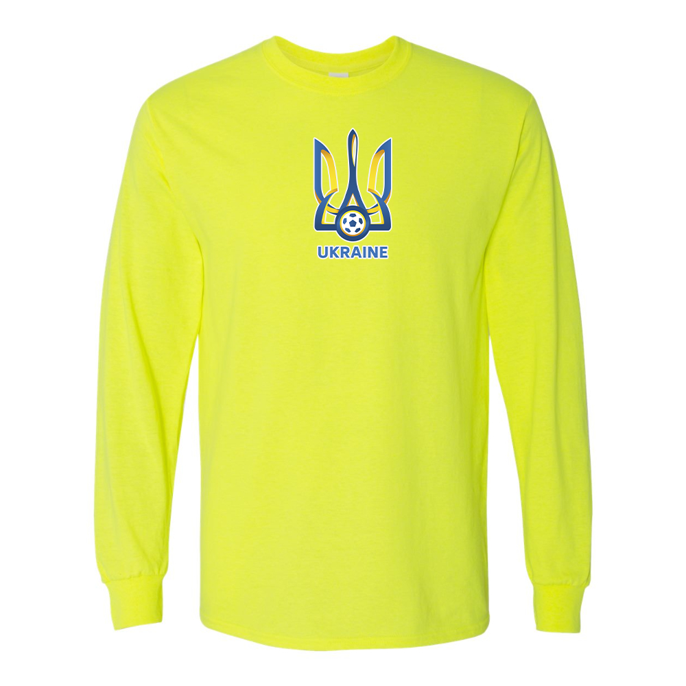 Men'sUkraine National Football Soccer Team Gildan Heavy Cotton Long Sleeve T-Shirt