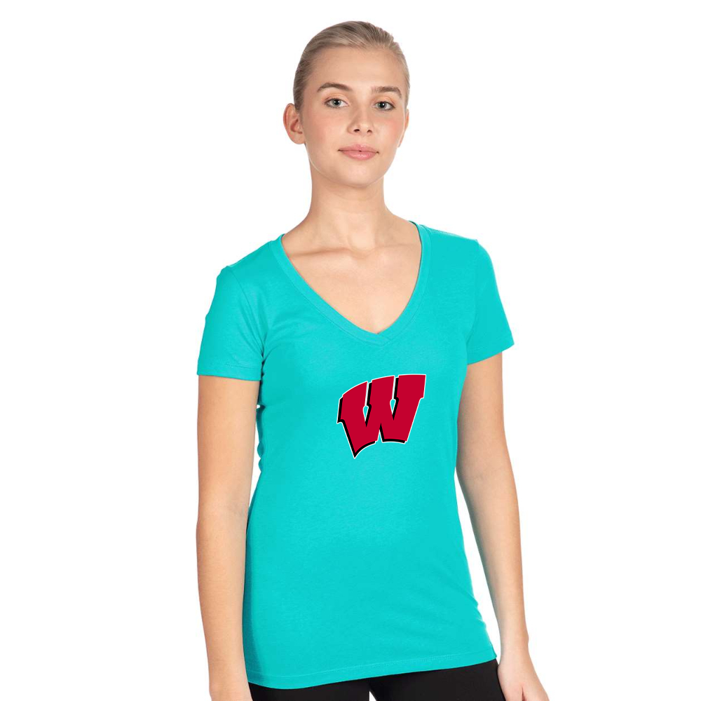 Women's Wisconsin Badgers  Next Level V-Neck T-Shirt