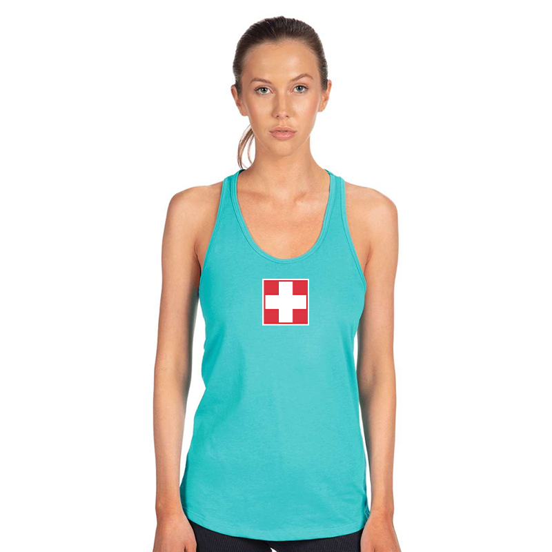 Women's Switzerland National Football Soccer Team  Next Level Ideal Racerback Tank