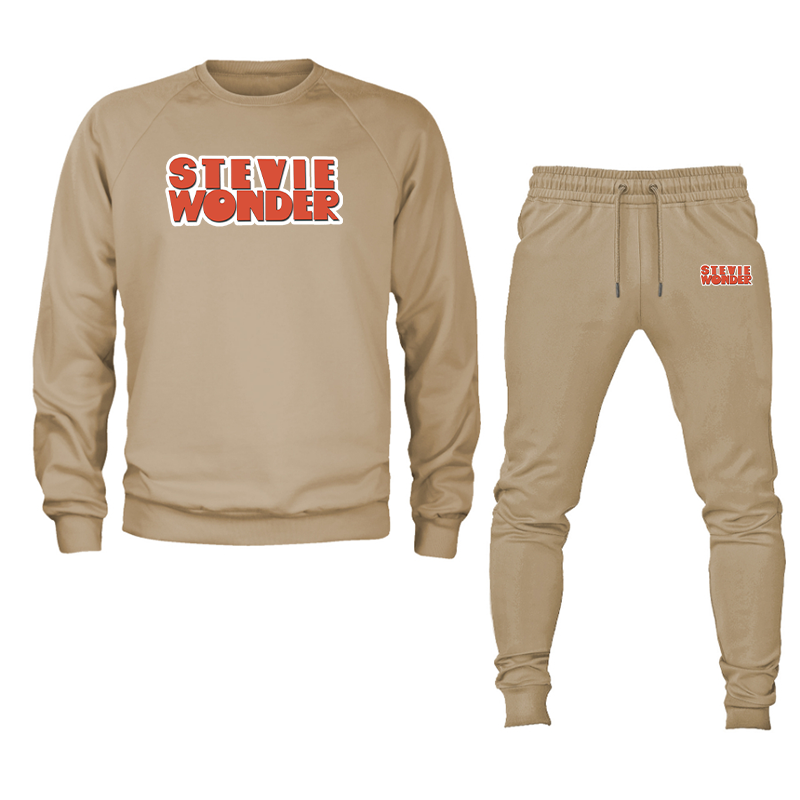Men's Stevie-Wonder Crewneck Sweatshirt Joggers Suit