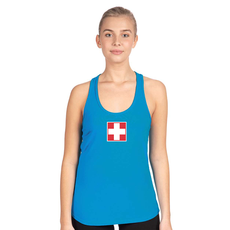 Women's Switzerland National Football Soccer Team  Next Level Ideal Racerback Tank