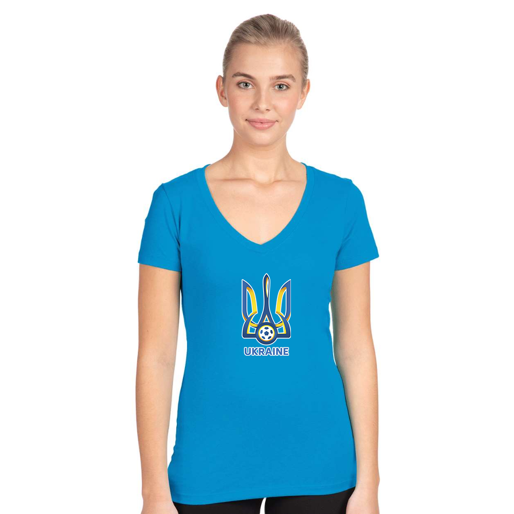 Women's Ukraine National Football Soccer Team  Next Level V-Neck T-Shirt