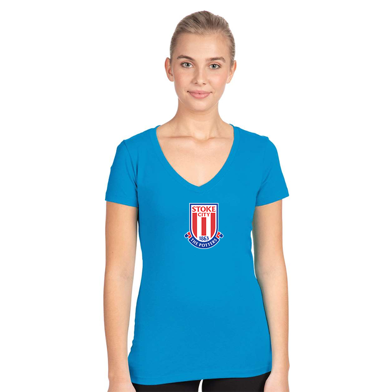 Women's Stoke City Soccer  Next Level V-Neck T-Shirt