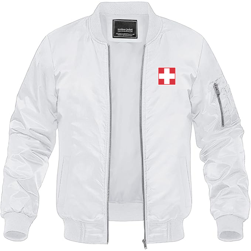 Men's  Switzerland National Football Soccer Team  Lightweight Bomber Jacket Windbreaker Softshell Varsity Jacket Coat