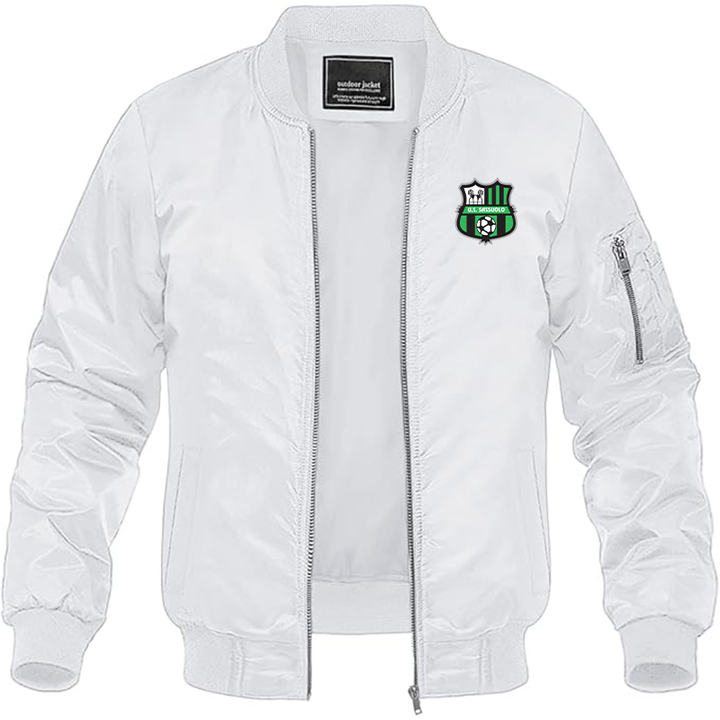 Men's U.S. Sassuolo Soccer Lightweight Bomber Jacket Windbreaker Softshell Varsity Jacket Coat