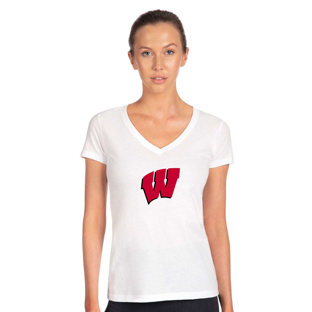 Women's Wisconsin Badgers  Next Level V-Neck T-Shirt