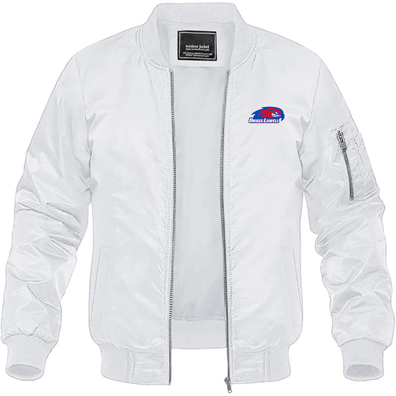 Men's UMass Lowell River Hawks Lightweight Bomber Jacket Windbreaker Softshell Varsity Jacket Coat