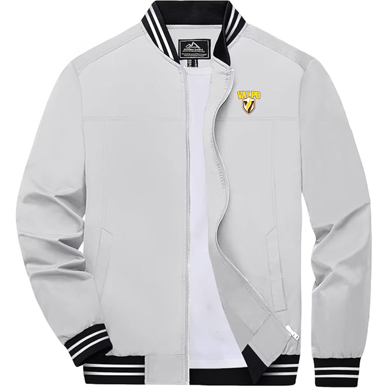 Men's Valparaiso Crusaders Zip-Up Bomber Jacket Ribbed Collar and Cuffs Outerwear
