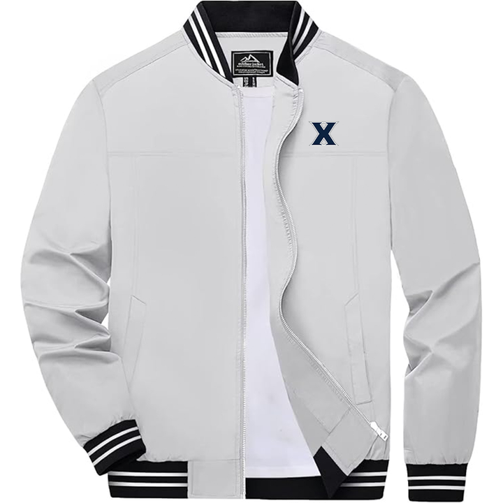 Men's Xavier Musketeers Zip-Up Bomber Jacket  Ribbed Collar and Cuffs Outerwear