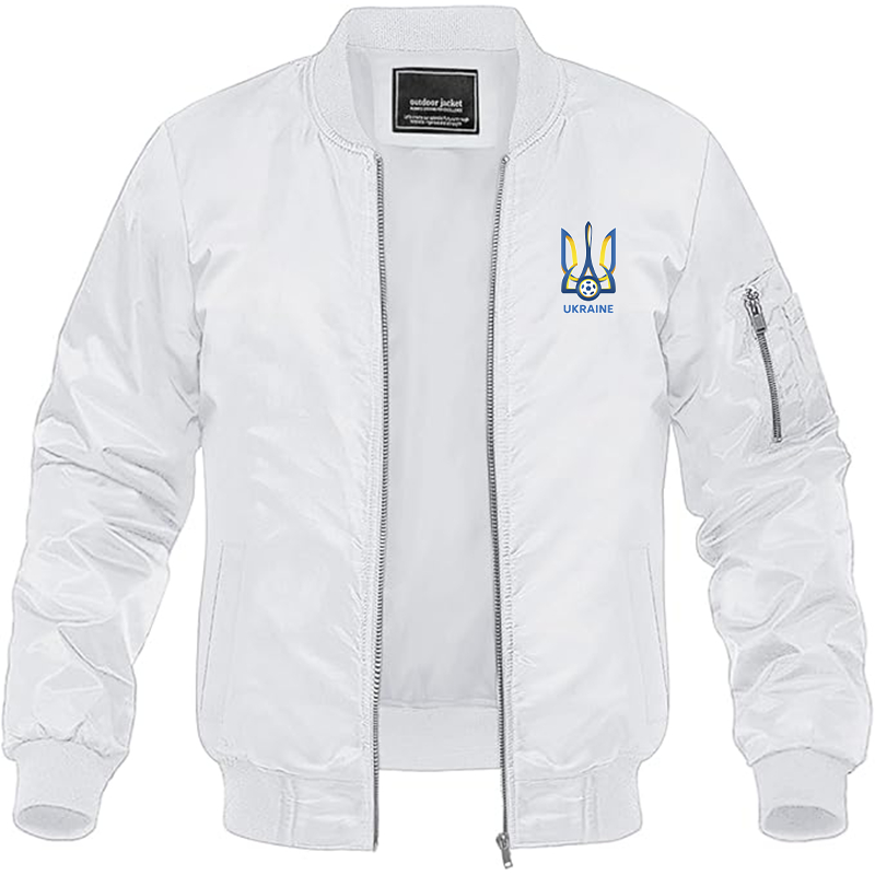 Men's Ukraine National Football Soccer Team Lightweight Bomber Jacket Windbreaker Softshell Varsity Jacket Coat