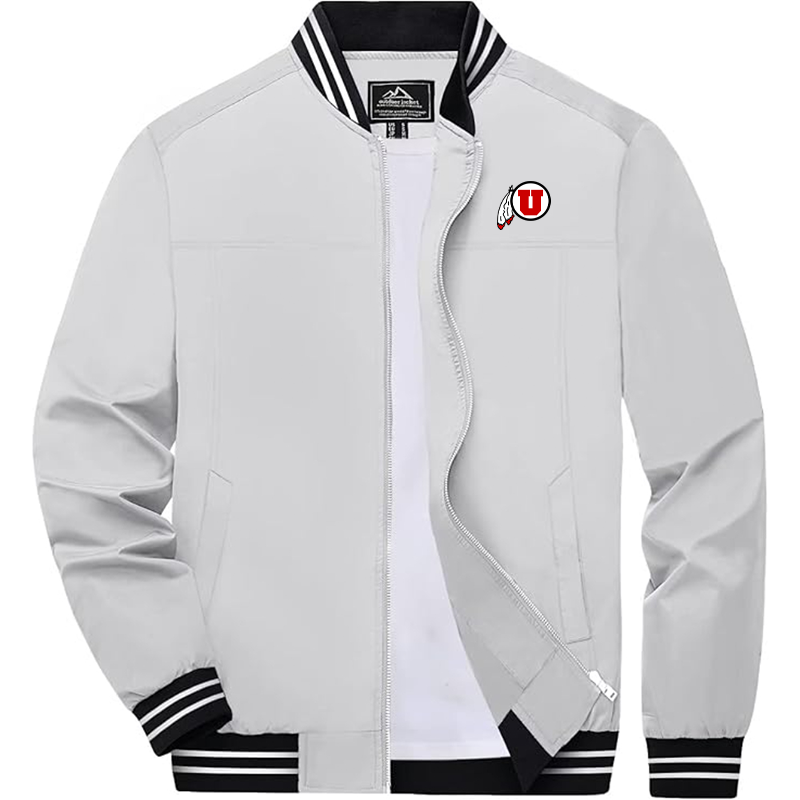 Men's Utah Utes Zip-Up Bomber Jacket Ribbed Collar and Cuffs Outerwear