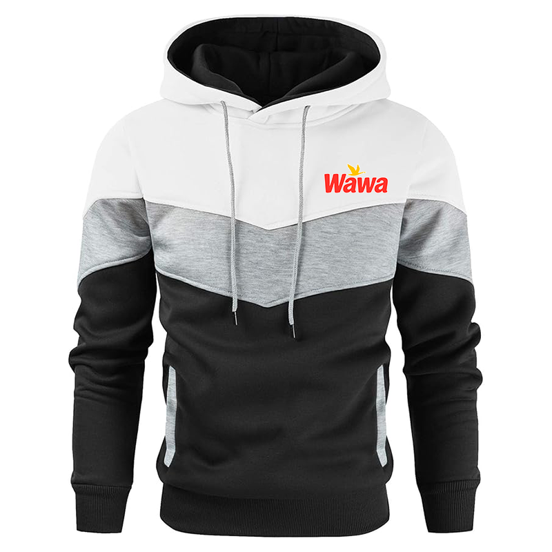 Men's Wawa Gas Station  Gesean  Novelty Color Block Pullover Fleece Hoodie Long Sleeve Casual
