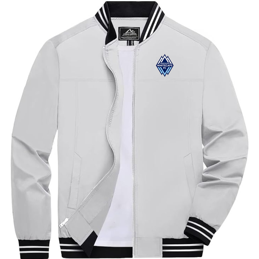 Men's Vancouver Whitecaps FC Lightweight Zip-Up Bomber Jacket  Ribbed Collar and Cuffs Outerwear