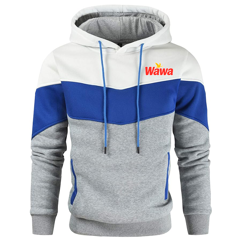 Men's Wawa Gas Station  Gesean  Novelty Color Block Pullover Fleece Hoodie Long Sleeve Casual