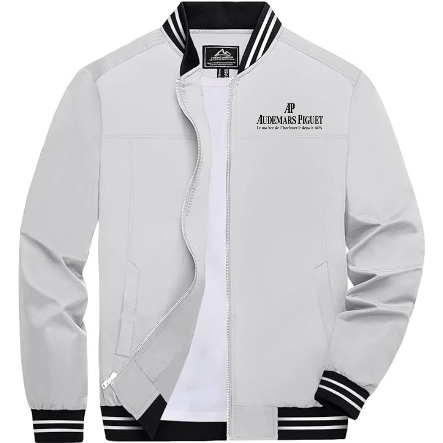 Men's Audemars-Piguet  Lightweight Zip-Up Bomber Jacket Ribbed Collar and Cuffs Outerwear