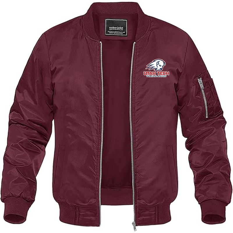 Men's Utah Tech Trailblazers Lightweight Bomber Jacket Windbreaker Softshell Varsity Jacket Coat