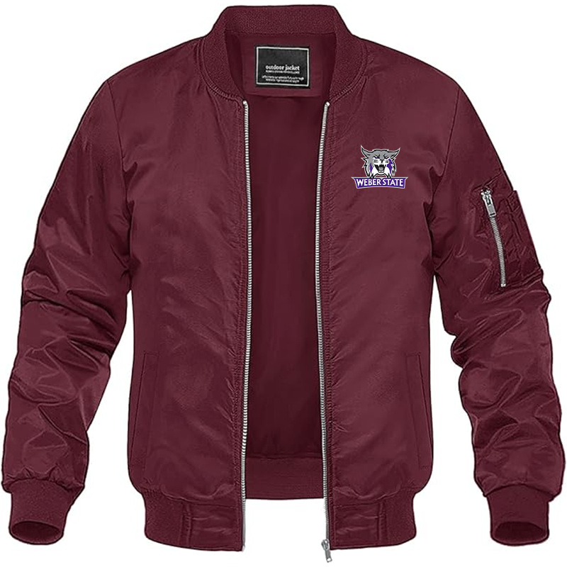 Men's Weber State Wildcats Lightweight Bomber Jacket Windbreaker Softshell Varsity Jacket Coat
