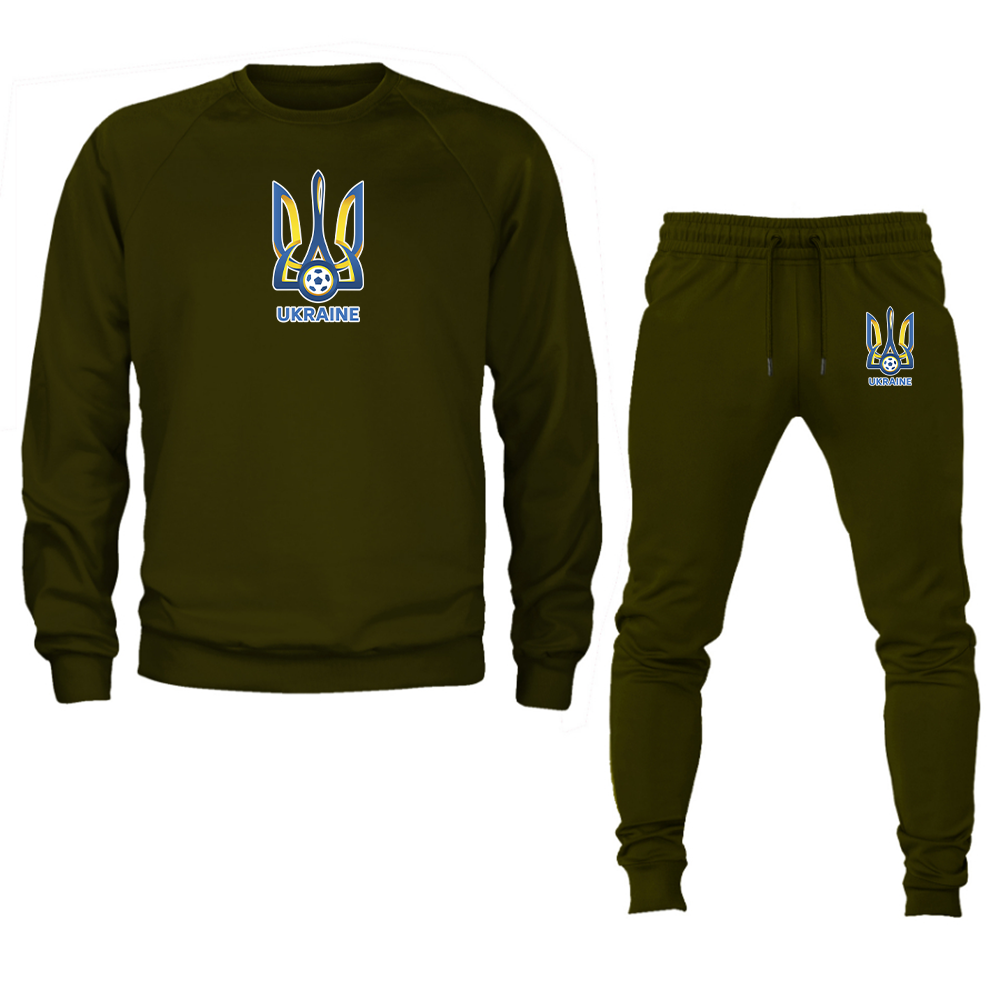 Men's Ukraine National Football Soccer Team Crewneck Sweatshirt Joggers Suit