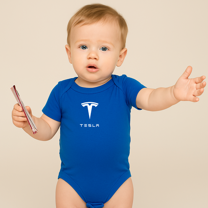 Tesla Motorsports Car Baby Romper Onesie