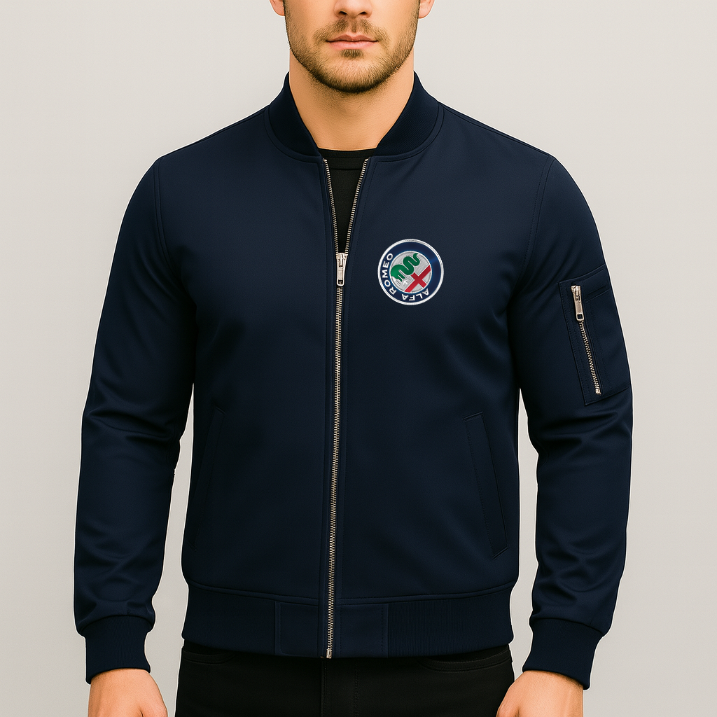Men's Alfa Romeo Car Lightweight Bomber Jacket Windbreaker Softshell Varsity Jacket Coat