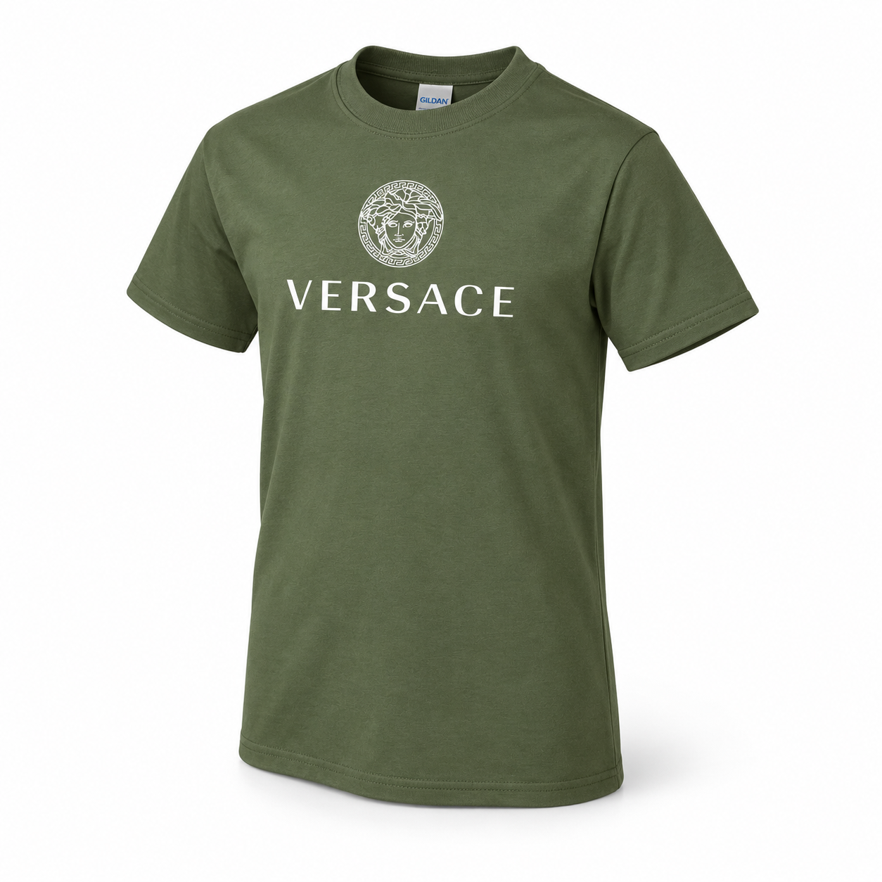 Youth Kids Versace Cotton T-Shirt | Color: Army Green | View 1