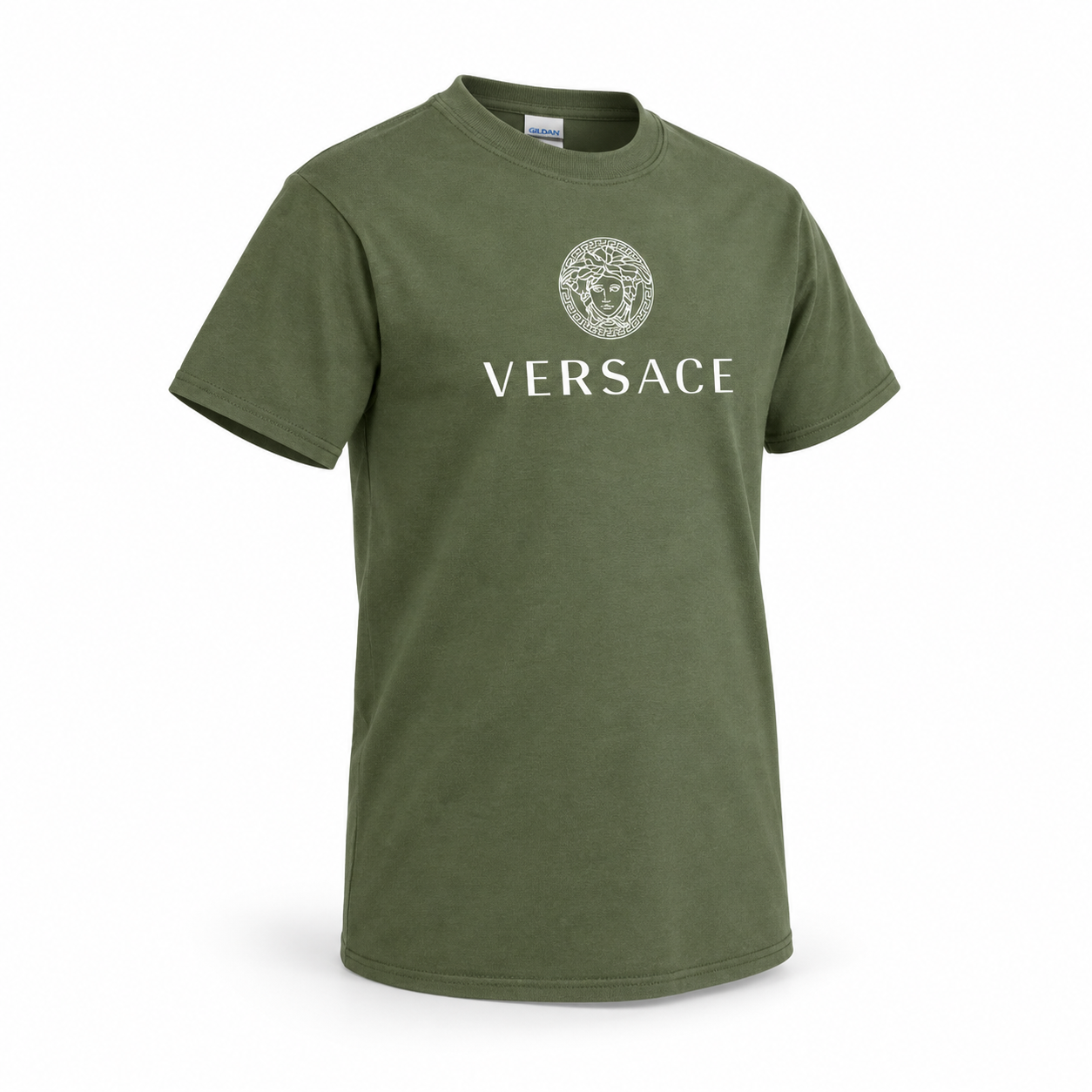 Youth Kids Versace Cotton T-Shirt | Color: Army Green | View 2