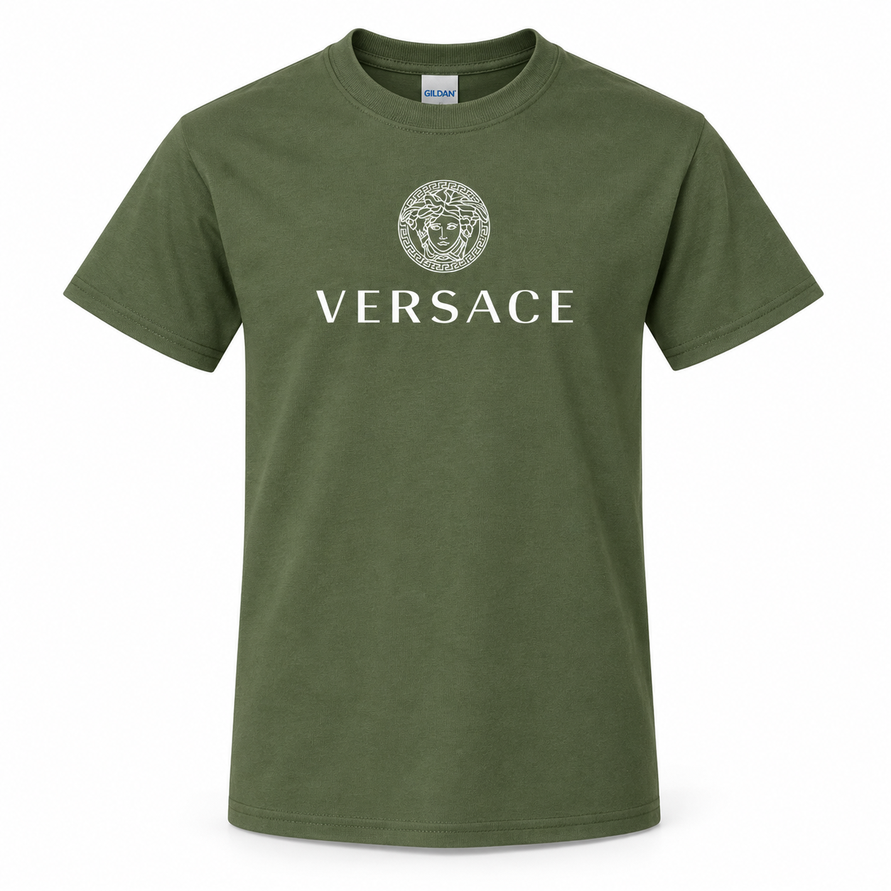 Youth Kids Versace Cotton T-Shirt | Color: Army Green | View 3