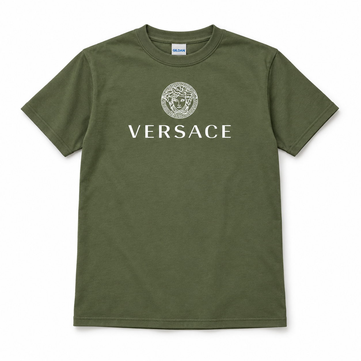 Youth Kids Versace Cotton T-Shirt | Color: Army Green | View 5