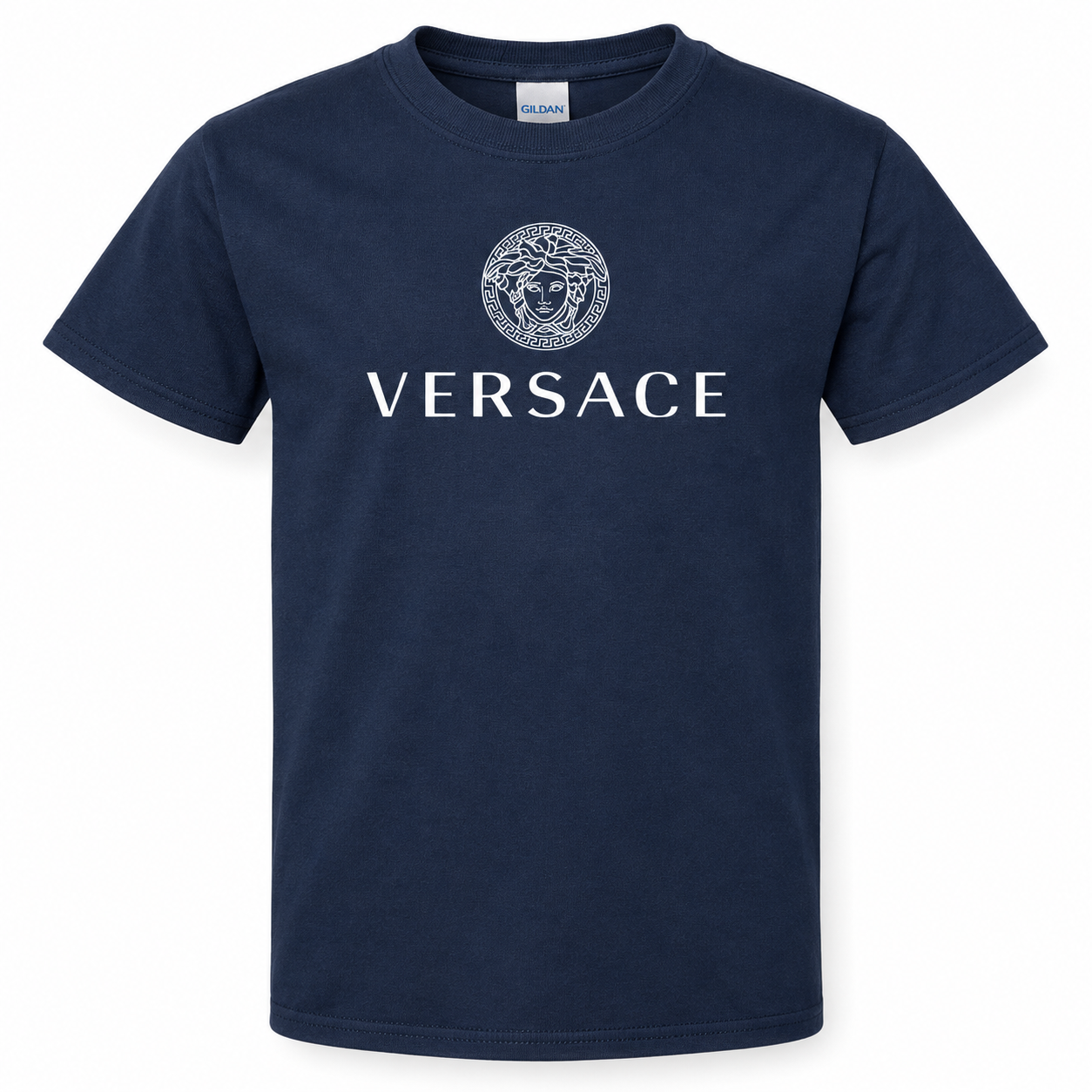 Youth Kids Versace Cotton T-Shirt | Color: Navy | View 3