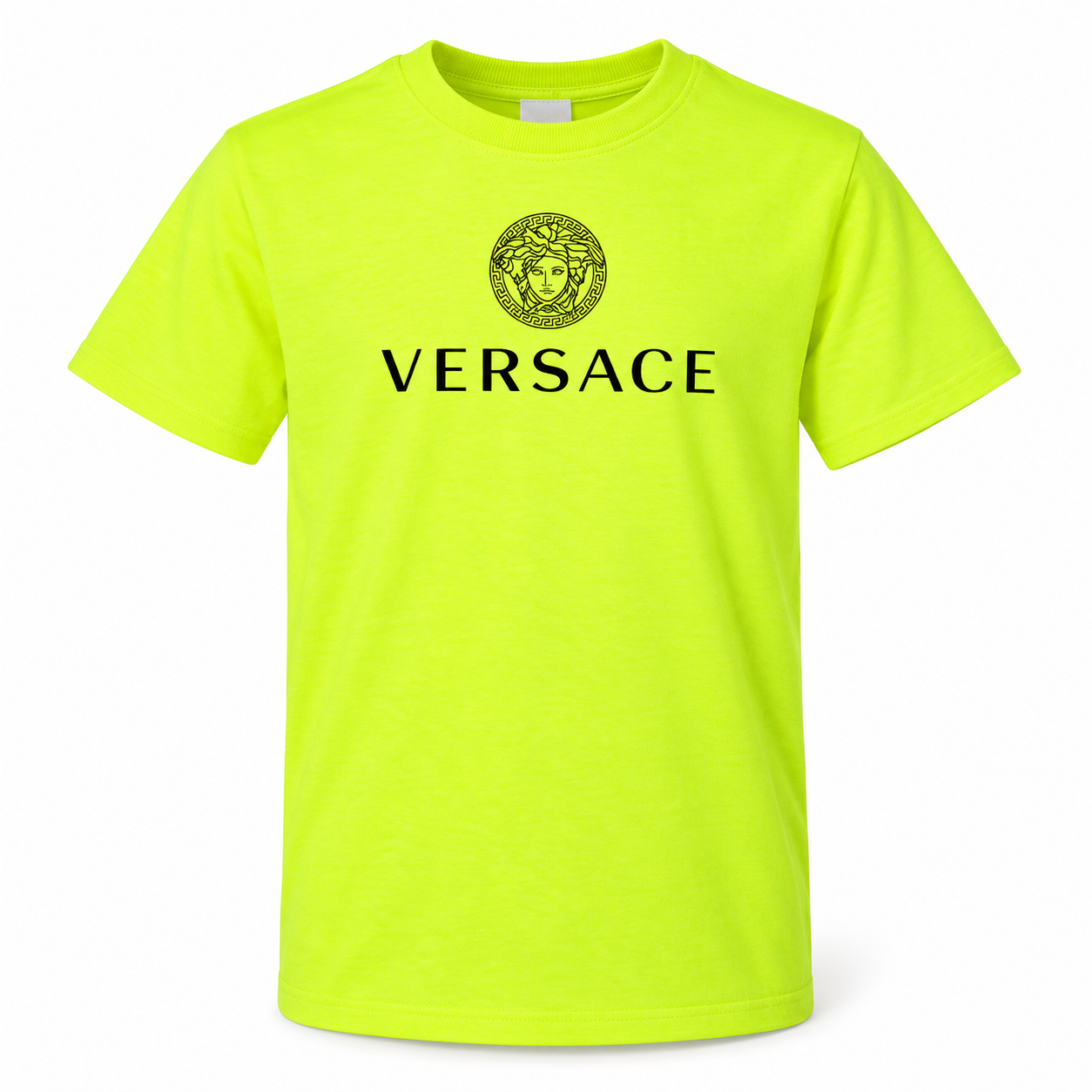 Youth Kids Versace Cotton T-Shirt | Color: Safety Green | View 3
