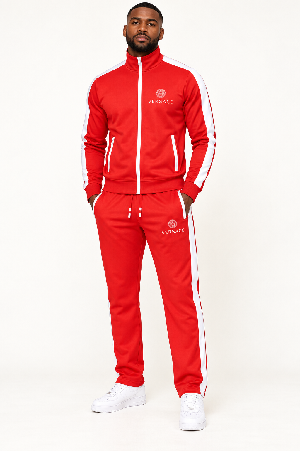 Men's Versace Dri-Fit TrackSuit | Color: Red | View 1