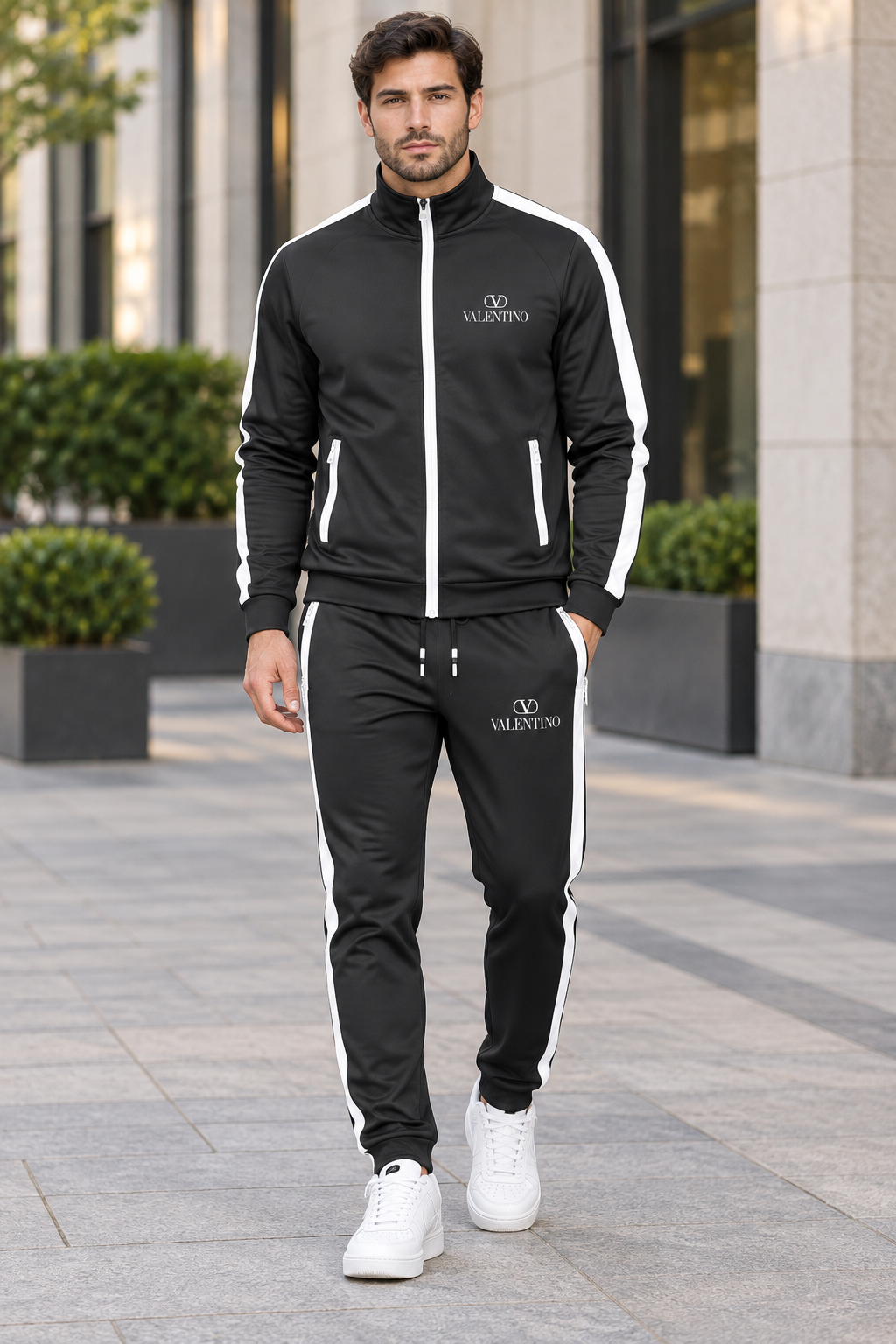 Men's Valentino Dri-Fit TrackSuit | Color: Black | View 1