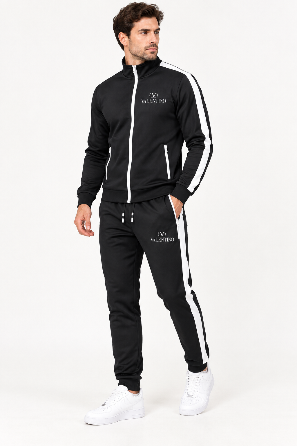 Men's Valentino Dri-Fit TrackSuit | Color: Black | View 2