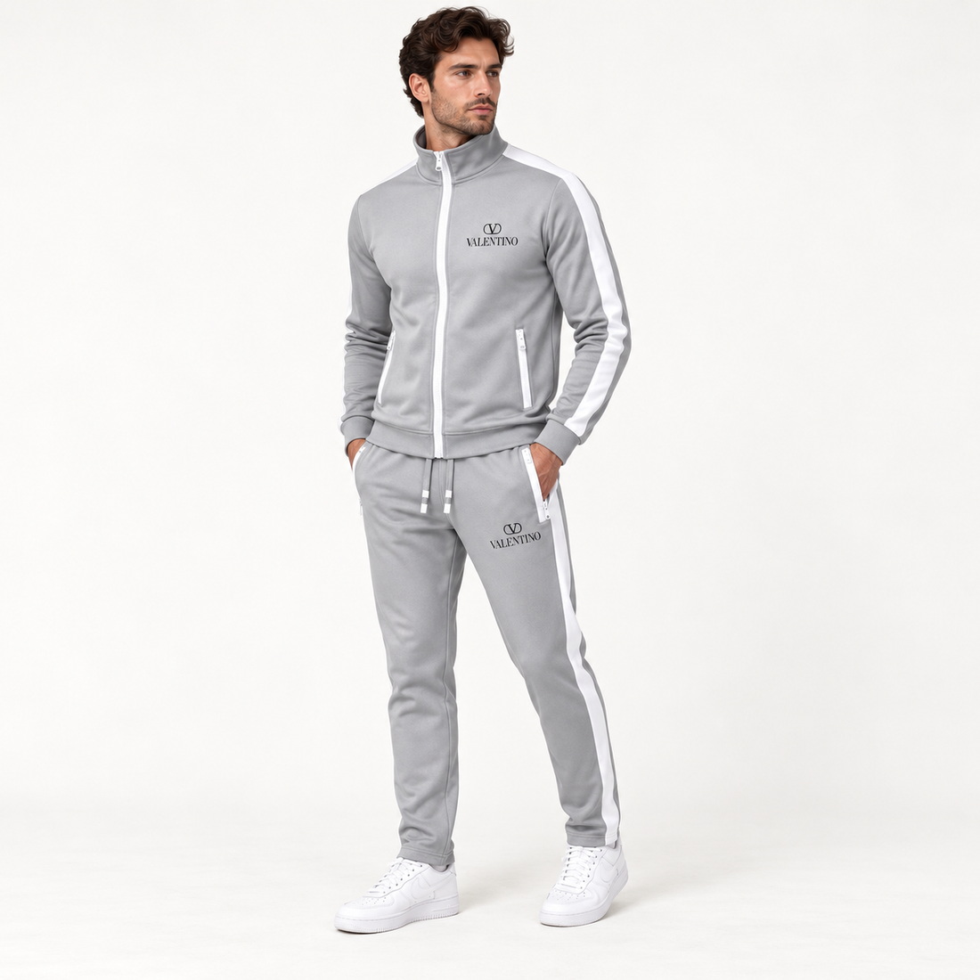 Men's Valentino Dri-Fit TrackSuit | Color: Grey | View 2