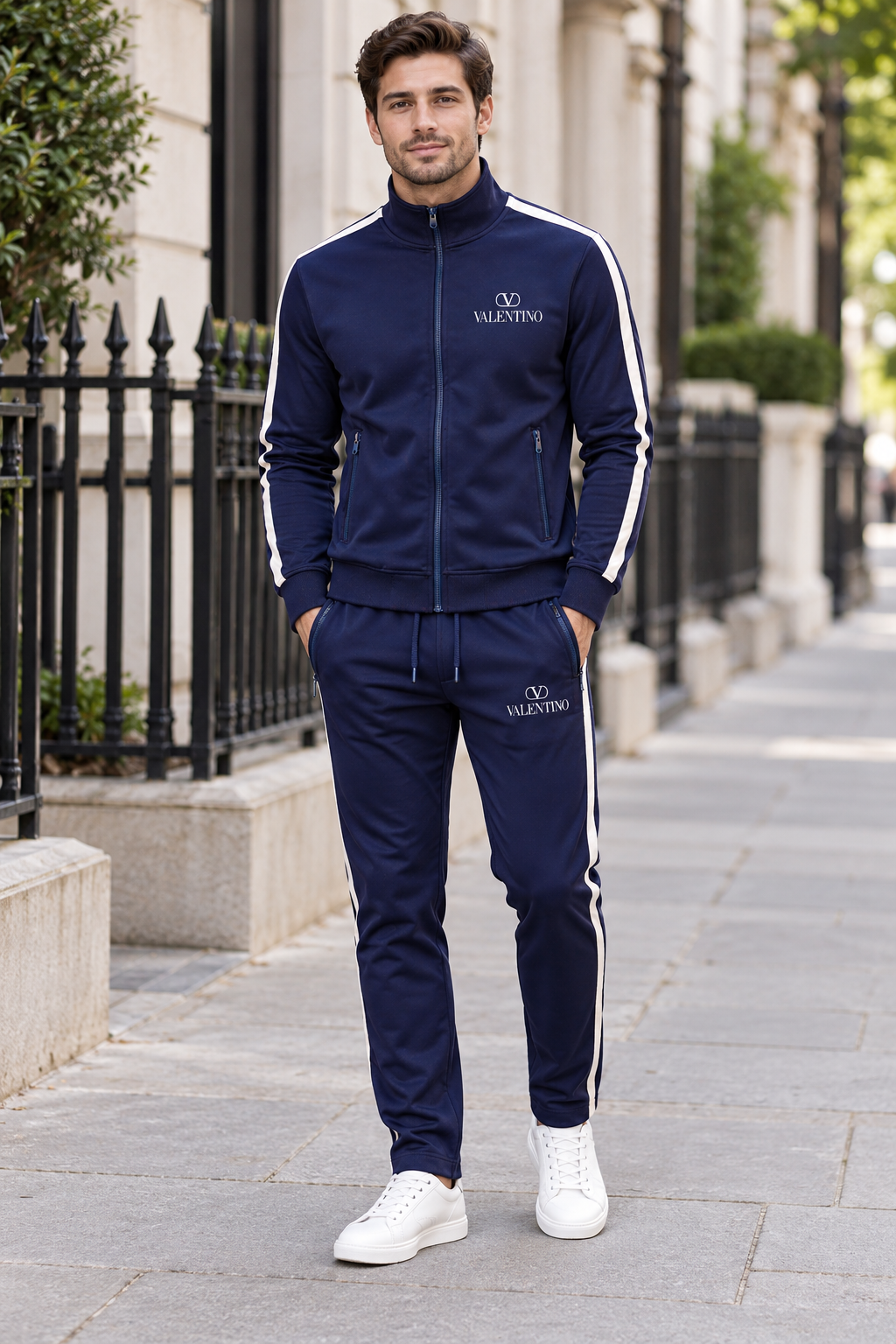 Men's Valentino Dri-Fit TrackSuit | Color: Navy | View 1