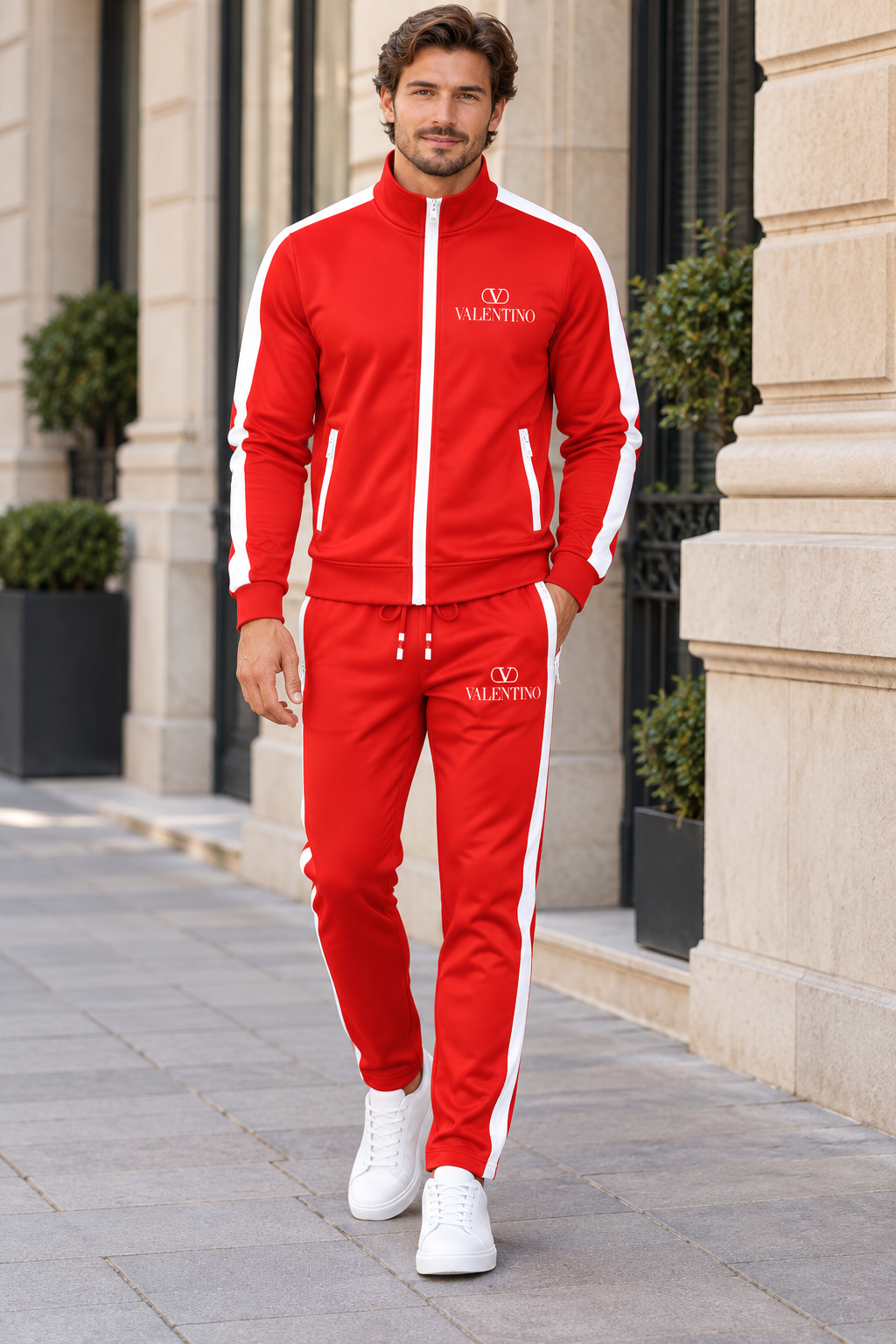 Men's Valentino Dri-Fit TrackSuit | Color: Red | View 1